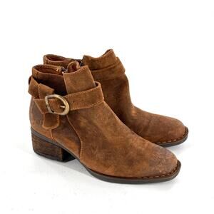 Born Morocco Ankle Booties 6 Tan Suede NWOT Boots Buckle Western Comfort